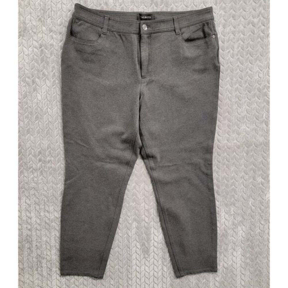 Talbots Pants Womens 14 Gray Straight Leg Slacks Stretchy VN1184